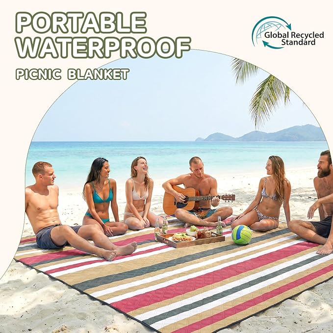 Genovega Waterproof Beach Blanket Picnic Outdoor Mat Rug Mama Mommy Mom Ever from Daughter Son Birthday Groom Bride Law Step Stepmom Present Regalos para el día de Las