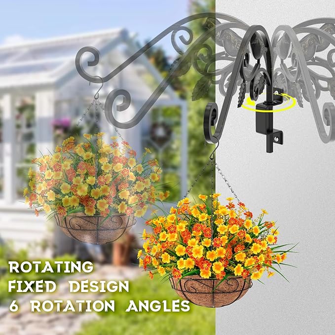 2 Pack Plant Hangers Outdoor 15.15 inch Swivel Plant Wall Hanger Sturdy Wrought Iron Plant Hangers Indoor Wall Mount, Hanging Plant Bracket for Bird Feeders, Planters, Lanterns, Wind Chime