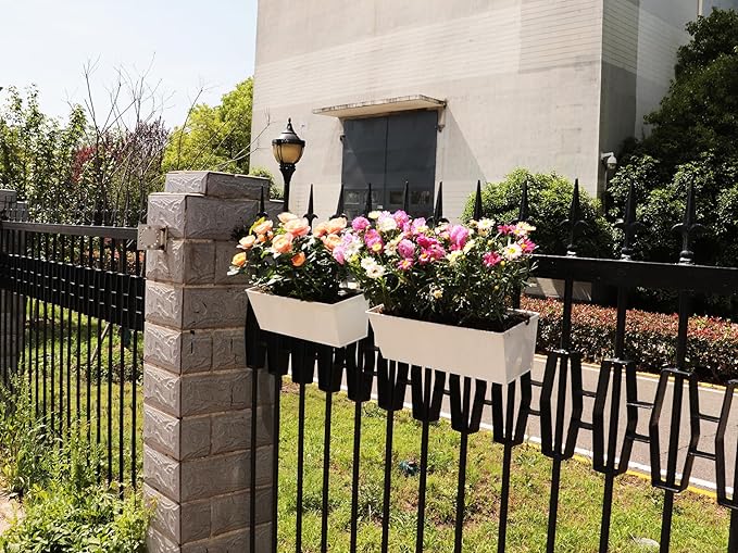 Cornasee 16.3" Purple Hanging Planter for Fence/Balcony/Window, 3-Pack Railing Planters Vintage Flower Pot with Detachable Hooks for Strawberry,Herb,Cactus (Violet)