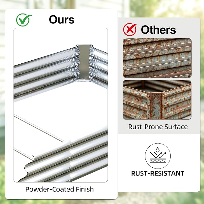6x3x1ft(2 Pack) Galvanized Raised Garden Bed,Outdoor Planter Box Metal Patio Kit Planting Bed for Vegetables,Flowers, Silver