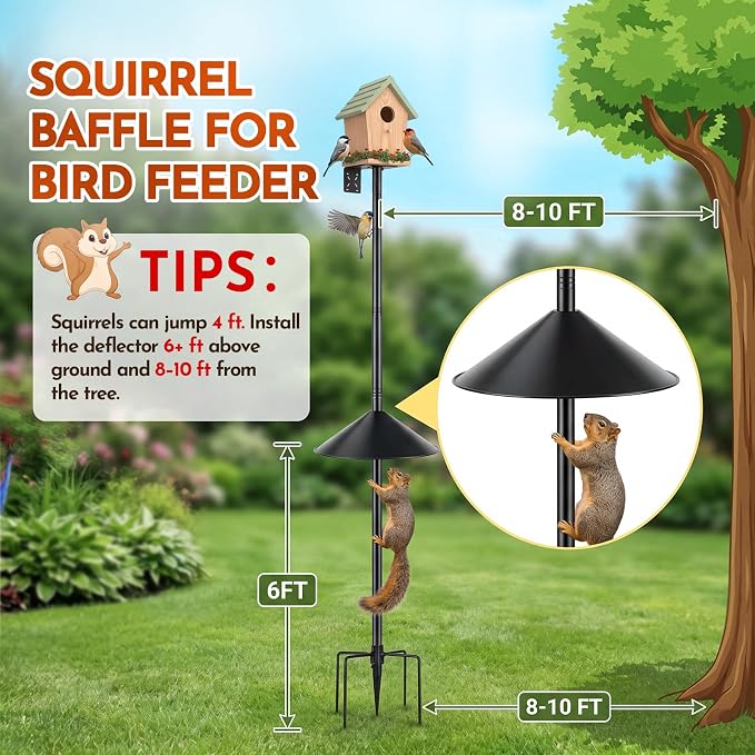 2 Pack Bird Feeder Pole 1-inch Dia 79 Inch Bluebird House Pole Heavy Duty Squirrel Proof Feeding Station for Outdoor Birds Watching Metal Weather Station, Easy Assembly (with Baffle)