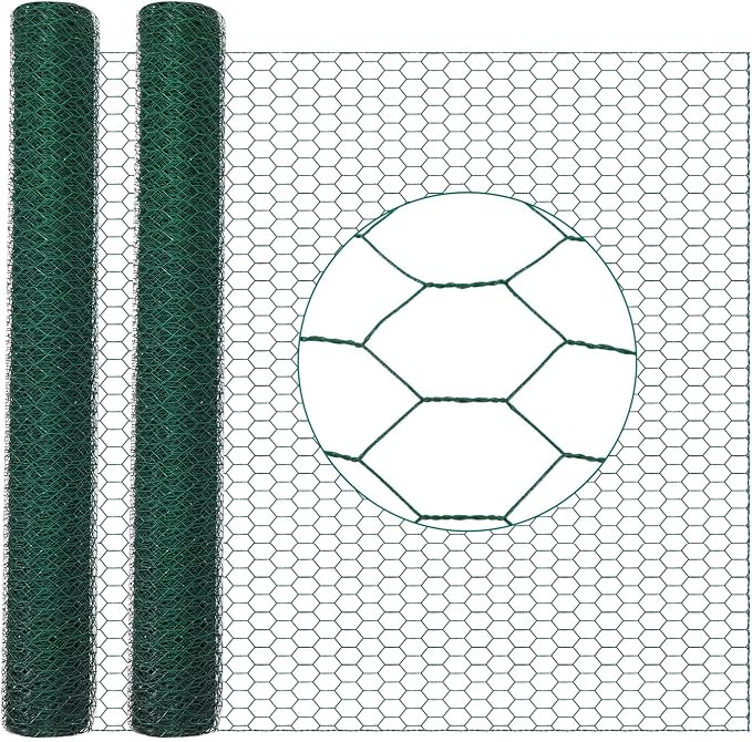 GlikCeil 36 in x 200 ft Chicken Wire Fencing Metal Floral Chicken Wire Mesh for Crafts Poultry Garden, 1 Inch Hexagonal Galvanized Hardware Netting for Poultry Coop Barrier Rabbit Cage (Green)