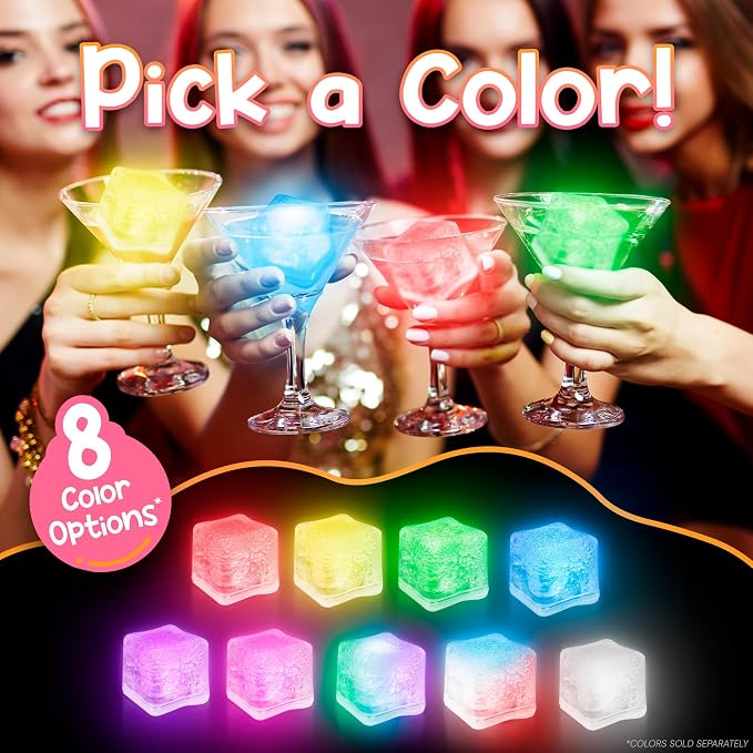 Windy City Novelties 12 pack LED Ice Cubes with Changing Lights - Non Freezing (Multicolor)
