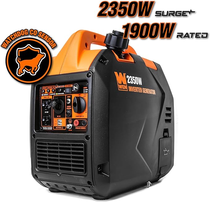 WEN 56235iX 2350-Watt Portable Inverter Generator with Fuel Shut Off and CO Sensor, Black