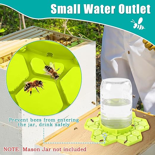 2 Pack Bee Feeder for Mason Jar, Silicone Bee Watering Station, Compatible with Regular and Wide Mouth, Bee Feeders for Hives, Beekeeping Supplies, Bee Waterer for Outside Garden(Yellow)
