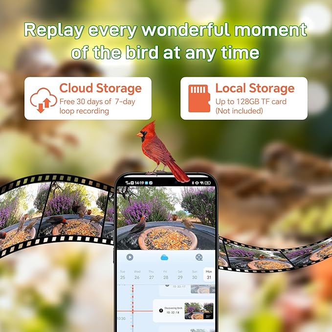 Smart Bird Feeder with Camera: Hummingbird Feeder with Solar Powered for Outdoors, Bird House with 2K HD Video & AI Bird Species Identification, Arrival Alerts, Gift for BirdLovers - Green