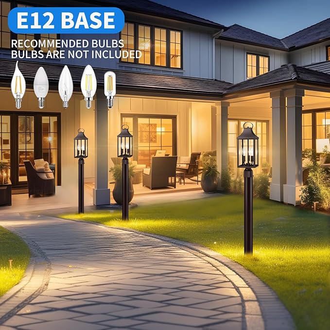 18.62'' Dusk to Dawn Post Light Outdoor, Large 3-Light Lamp Post Light Fixture, Modern Pillar Outside Lighting Waterproof Post Lantern Lamp Outdoor Post Light Fixtures Pole Lights for Porch, Brown