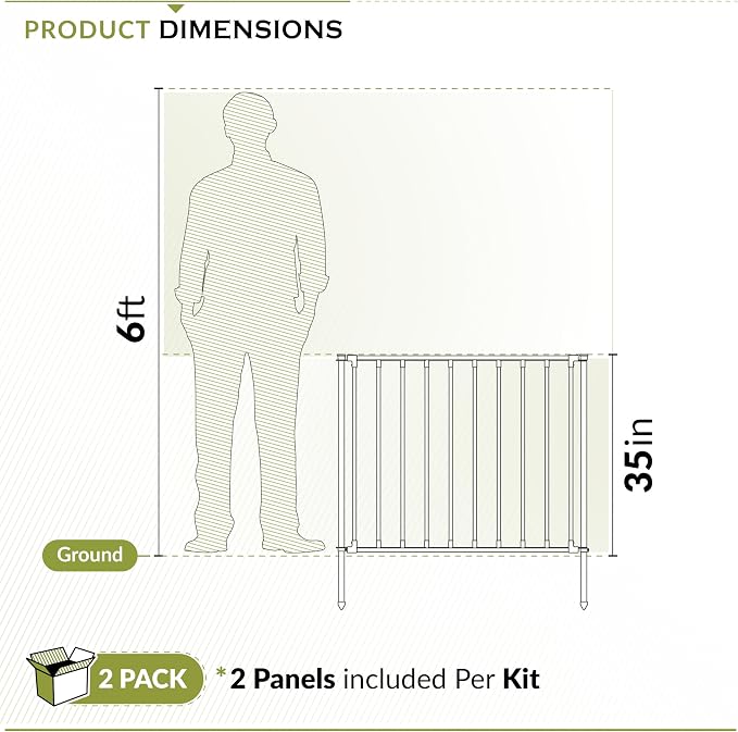 35in H x 42in W (2 Panels) No Dig Zippity Zurich Fence Kit, Poly-Steel Black Garden Fence for Small Dogs, 3ft High Yard and Garden Barrier Solution, Temporary Dog Panels for Outdoor Use, ZP19079