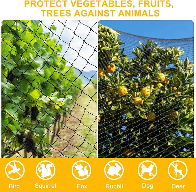 BSTPCOO Bird Netting 50ft x 100ft, Heavy Duty Garden Net 1 inch Mesh Nylon Nettings for Chicken Coop Roof, Poultry Netting Deer Fence Trellis Net for Fruits Trees Plants
