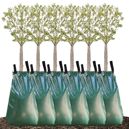REMIAWY Tree Watering Bag, 20 Gallon Slow Release Irrigation Watering Bag for Trees, Made of Durable PVC Material with Zipper (6 Pack 5-8 Hours Releasing Time)