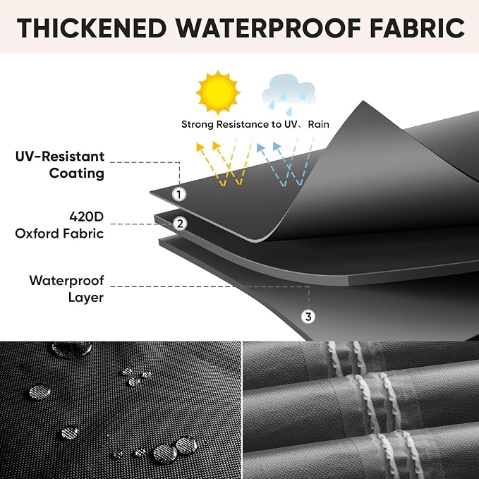 BALEINE Patio Furniture Covers, Outdoor Furniture Covers Waterproof, Heavy Duty Oxford Patio Table Cover for Outdoor Table, Chair, Sofa, Desk (Black, 90"L x 62"W x 28"H)