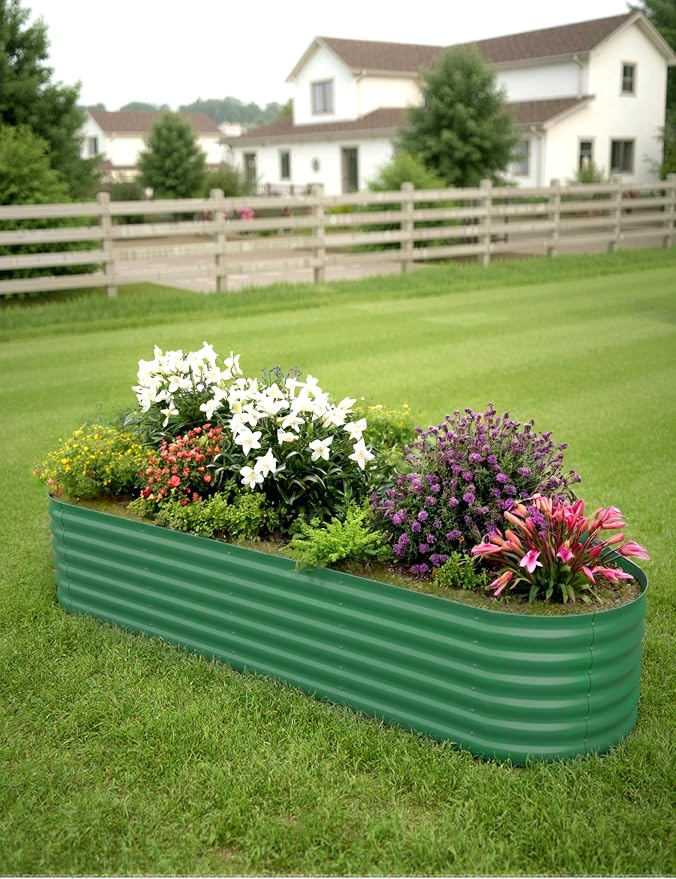 Hipicute 8x2x1.5ft Raised Garden Bed,Galvanized Raised Planter Boxes Outdoor with Easy Assembly, Large Garden Bed for Vegetables, Fruits, Flower,Raised Garden Bed,Green