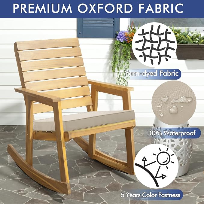 Outdoor Chair Cushions 22 x 22 Inch Water Resistant Patio Chair Cushions with Tie Color Fastness Thick Outdoor Seat Cushion for Garden Lawn Patio Furniture Cream Set of 2