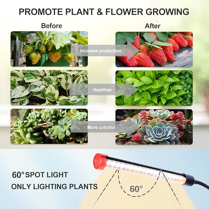 FECiDA 2026 4Head Table Top Grow Lights for Seed Starting, Indoor Plants, Bonsai, 36 Watt Power Draw, NO Need Adapter, 4/8/12/16/20H Timer, 16"-24" Height Adjustable