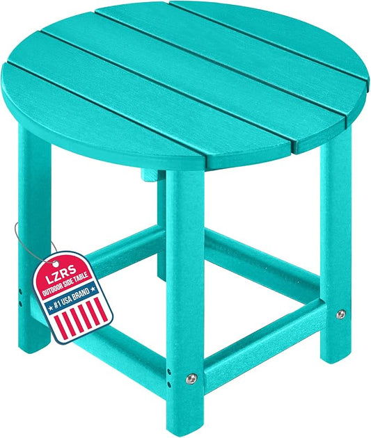 LZRS Adirondack Patio Side Table End Table, Outdoor Coffee Tables for Patio, Backyard,Pool, Indoor Companion, Easy Maintenance & Weather Resistant(Turquoise)
