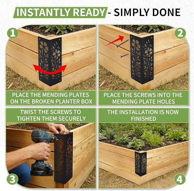 8-Pack Corner Brackets for Wood, Heavy-Duty Metal Corner Brackets for Raised Garden Bed, 11" x 3" x 3" Thickened Garden Bed Corner Brackets, Rust Resistant Raised Garden Bed Corners with Screws