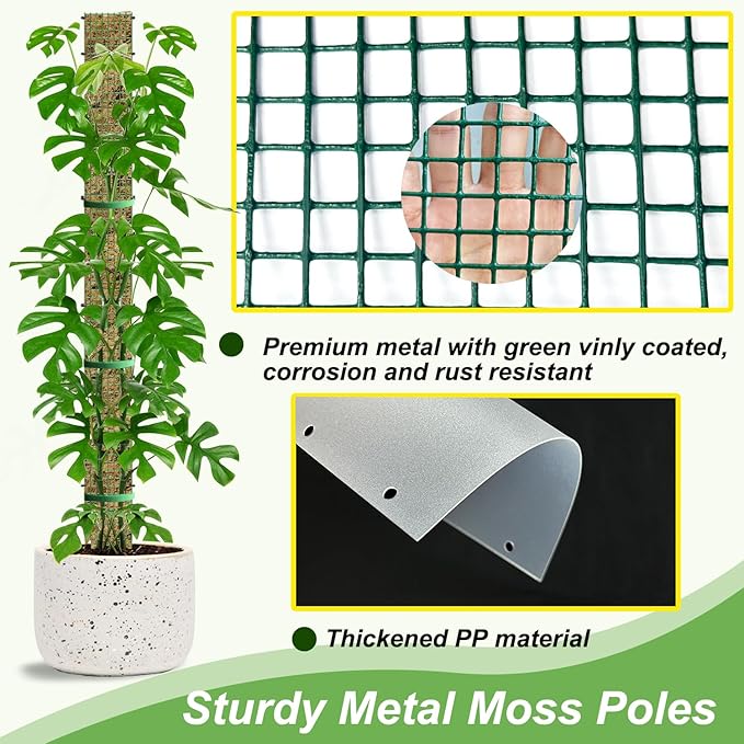 70" Metal Moss Pole, D Shape Sphagnum Moss Pole, Moss Poles for Climbing Plants, Monstera, Indoor Climbing Plants (2Pcs 70")