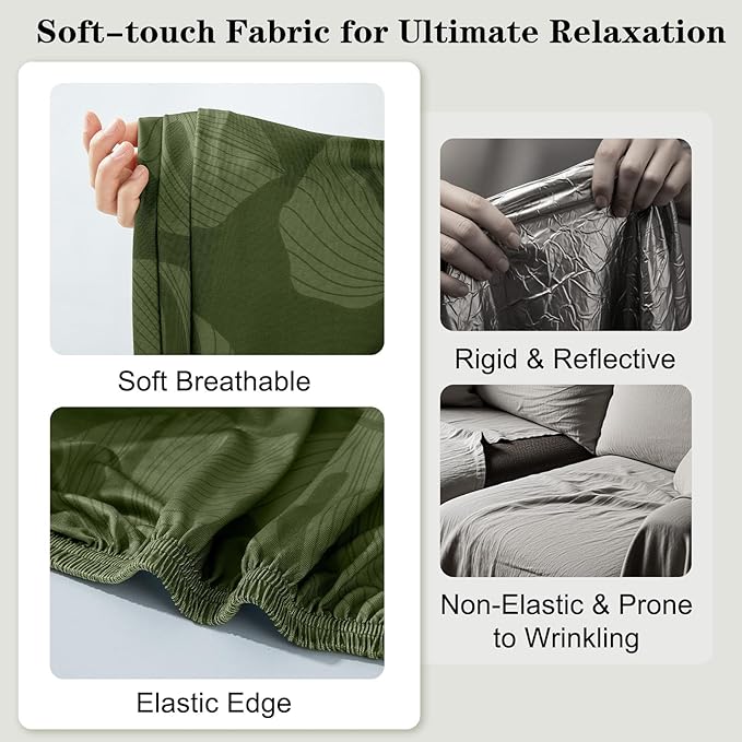 8-Piece High Elastic Outdoor Cushion Covers - Full Set Stretch Replacement Slipcovers for Seat & Back Cushions - Universal Fit for 4-Person Patio Sofa, Fits 20-27" Wide