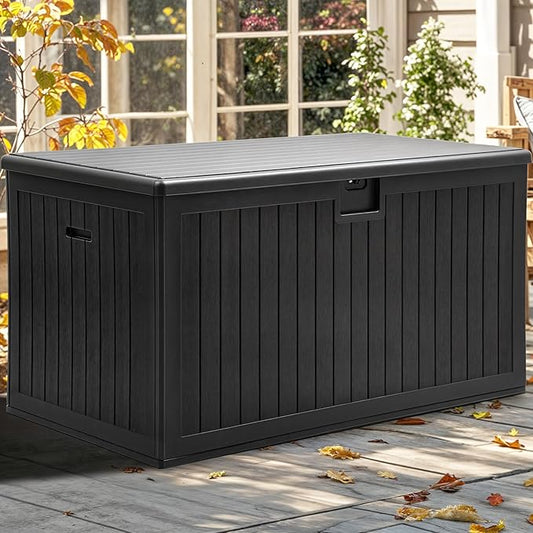 YITAHOME 260 Gallon Double-Wall Deck Box with Divider & Side Handles, Outdoor Large Storage for Patio Furniture Cushions, Garden Pool Accessories, Water Resistant & Lockable