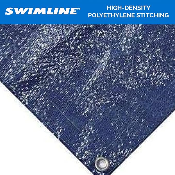 SWIMLINE HYDROTOOLS Super Guard Heavy Duty Pool Cover For Above Ground Swimming Pools |31 FT Cover | Blue / Black | Winch & Cable Included | UV Protected For 28 FT Round Pools | PCO831