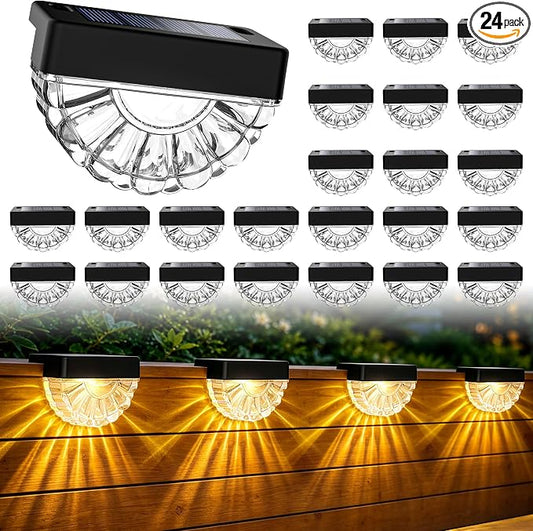 SOLPEX Solar Deck Lights Outdoor (24 Pack), Solar Step Lights Outdoor Waterproof Led Dusk to Dawn Stair Light for Outside Patio, Garden, Pool, Railing, Fence, Yard, Balcony and Porch