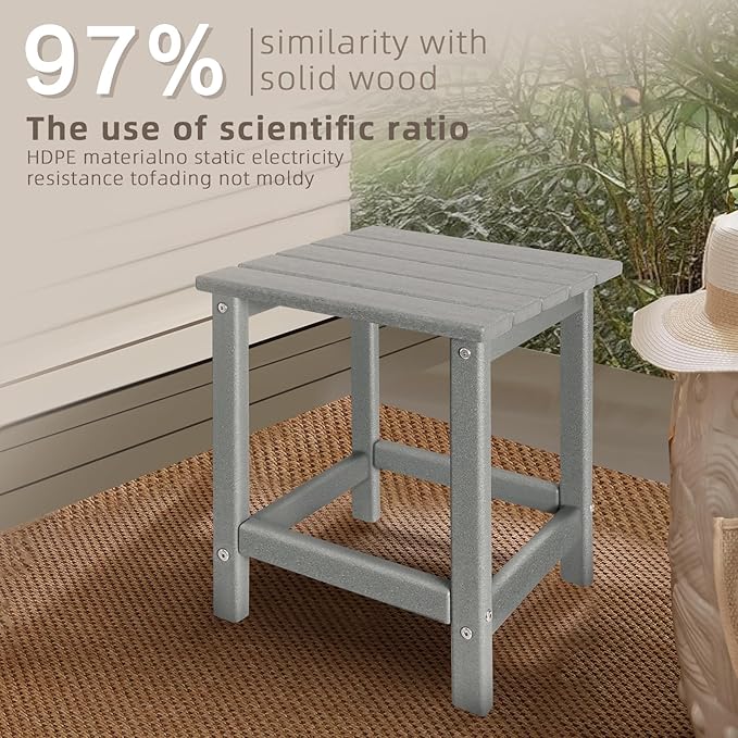 GARDENSTAR Outdoor Side Tables Adirondack, HDPE Small Table for Patio,Outside End Table for Porch, Deck, Pool, Weather Resistant/Easy Maintenance