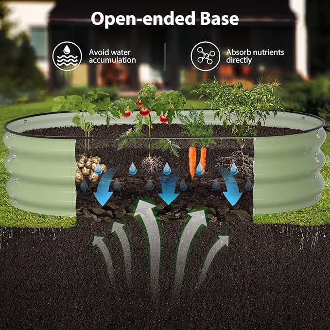 Winpull Raised Garden Bed Kit, 4x2x1 ft Galvanized Planter Box Outdoor with Safety Edging, Large Metal Raised Beds for Gardening Vegetables Flower Herb (Avocado Green)