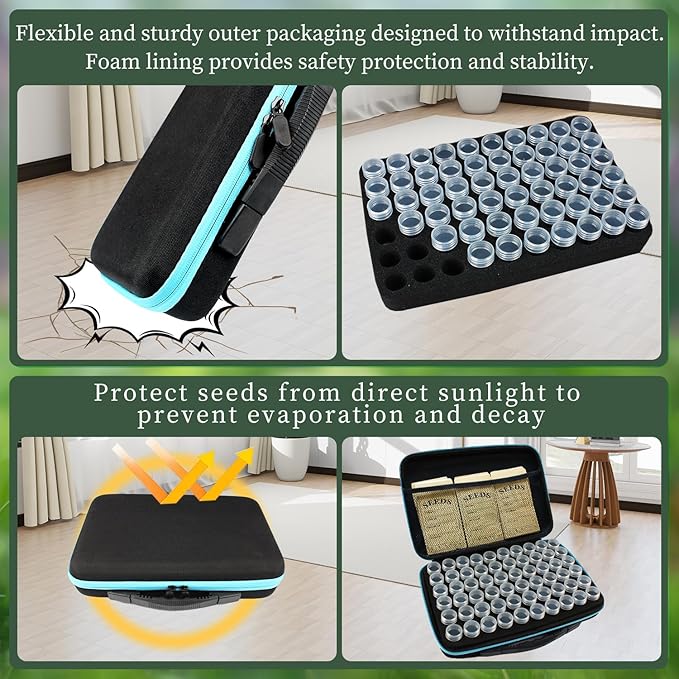 120 Slots Seed Storage Organizer with 25 Envelopes Portable Sturdy Seeds Container Box Airtight Garden Seed Saver Saving Kit (medium-120 Slots)