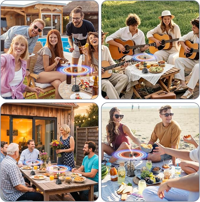Fly Fans for Tables, Fly Repellent Fan with Adjustable Directional (360°) – Quiet Bug Fans with Soft Blades, Picnic Food Fans to Keep Flies Away, Powered by 2AA Batteries (Not Include) (6PCS)