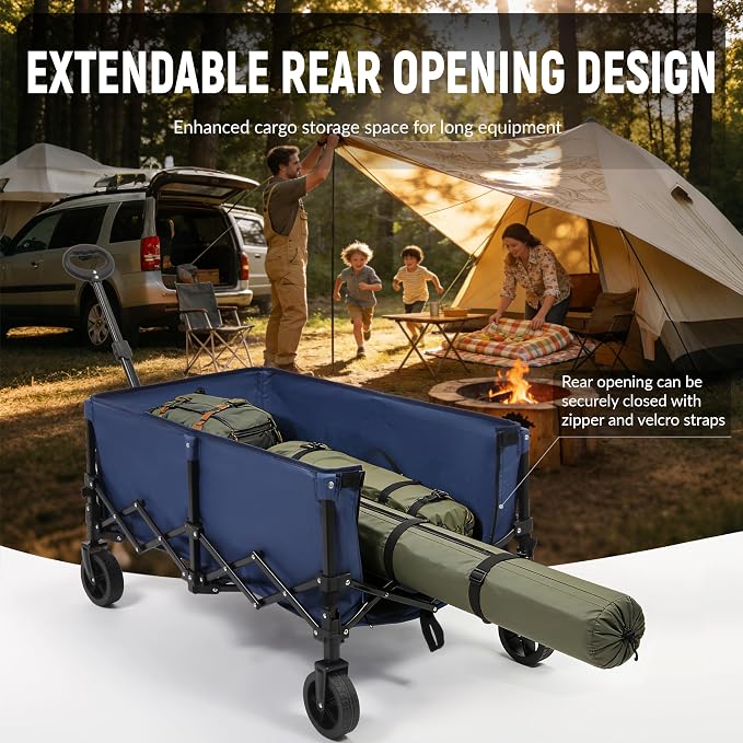Collapsible Wagon Cart with Extendable Storage - 5.8cu.ft Capacity,300lbs Heavy Duty,Compact Foldable Wagon Cart for Grocery Shopping,Outdoor,Camping,Sport Events,Garden,Vendor Markets,Soccer Games