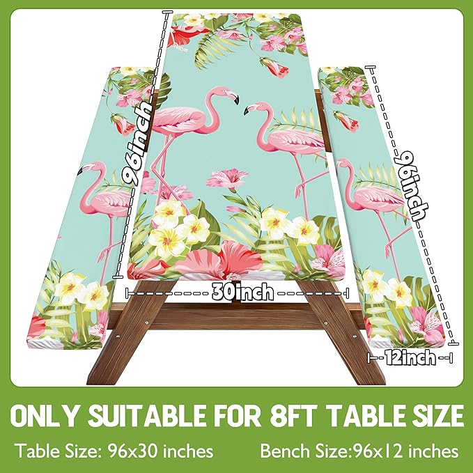 Picnic Table Cover with Bench Covers Tablecloth Glamping Essentials Travel Vacation Table Cloth Outdoor Cool Fun Unique Ideas Gifts for Camper Camping Lovers RV Owner Family Couple Women Female Mom
