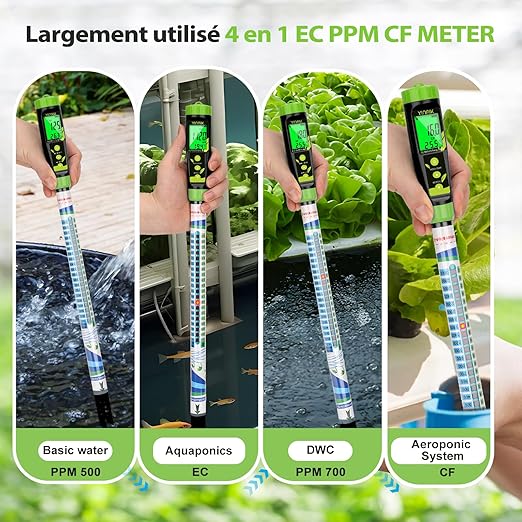 Truncheon Nutrient Meter for Hydroponics, PPM Meter for Nutrients Digital Water Tester EC TDS Tester(EC/PPM500/PPM700/CF) Specifically Designed for DWC,Reservoir, Aquaponics, Indoor Plant Grow