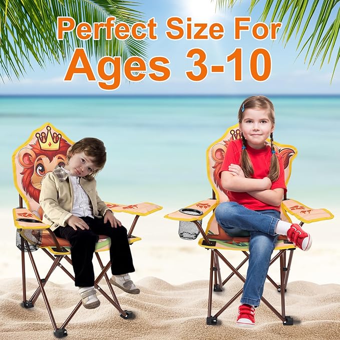 KABOER Kids Outdoor Folding Lawn and Camping Chair with Cup Holder and Carrying Bag, Children's Camping Chairs