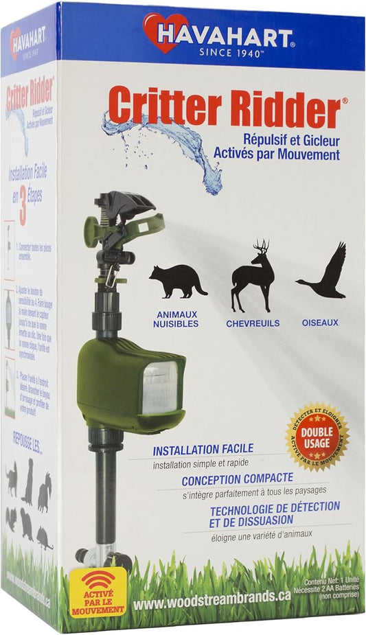 Havahart Critter Ridder - Motion Activated Animal Repellent Sprinkler for Yard Pest Control, Deters Cats, Dogs, Squirrels, Deer, Raccoons & Rodents, Lawn Protector, Batteries Not Included, 5277