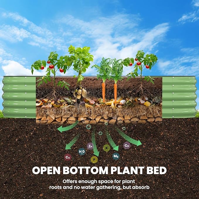Pattiumo Galvanized Raised Garden Bed 8x2x1.5 FT, Oval Metal Raised Garden Bed Outdoor Planter Box with Open Bottom, Rust-Resistant Steel Garden Bed for Vegetables Herbs Flowers, Easy Assembly