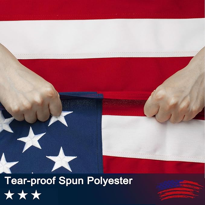 American Flag 4x6 FT for Outside - TearProof & Fade-Resistant USA Flag, Embroidered Stars, Sewn Stripes, Brass Grommets, UV & Weather-Resistant Spun Polyester, Perfect for High Winds & 4th of July