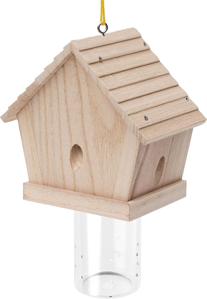 GRTRE 1 Pack Wood Carpenter Bee Trap for Outside - Best Bee Trap - Wood Boring Bee Trap- Nature Chalet Style Carpenter Bee Traps Outdoor Hanging - Insect Traps Removes Carpenter bee
