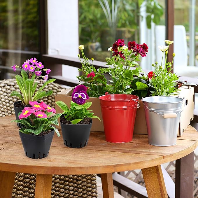 100 Pics Nursery Pots with 5 Pics Sturdy Seedling Trays, Space-Saving Gardening Kit for Indoor and Outdoor Use