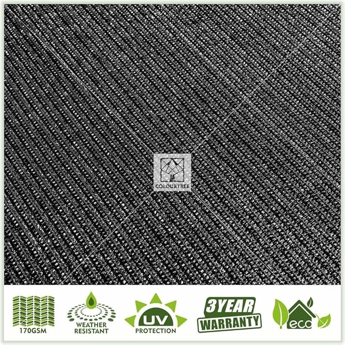 ColourTree Customized Size 6' x 35' Black Fence Screen Privacy Screen - Commercial Grade 170 GSM - Heavy Duty - 3 Years Warranty - Cable Zip Ties Included