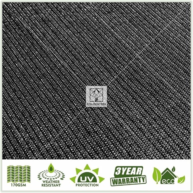 ColourTree Customized Size 6' x 18' Black Fence Screen Privacy Screen - Commercial Grade 170 GSM - Heavy Duty - 3 Years Warranty - Cable Zip Ties Included