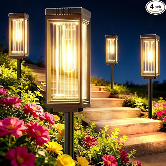 ELECLINK Solar Pathway Lights Outdoor, 4 Pack Upgraded Solar Lights Outdoor Waterproof, Bright Up to 15 Hrs Auto On/Off Garden Light for Yard Patio Lawn Path Walkway Driveway Outside Decor