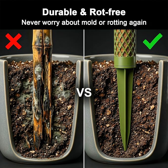 Moss Pole Monstera Plant Support - 42.5" Stackable D-Shape Stakes for Indoor Plants - No-Rot Plastic Sticks & Tall Trellis for Pothos Climbing Vines Houseplant