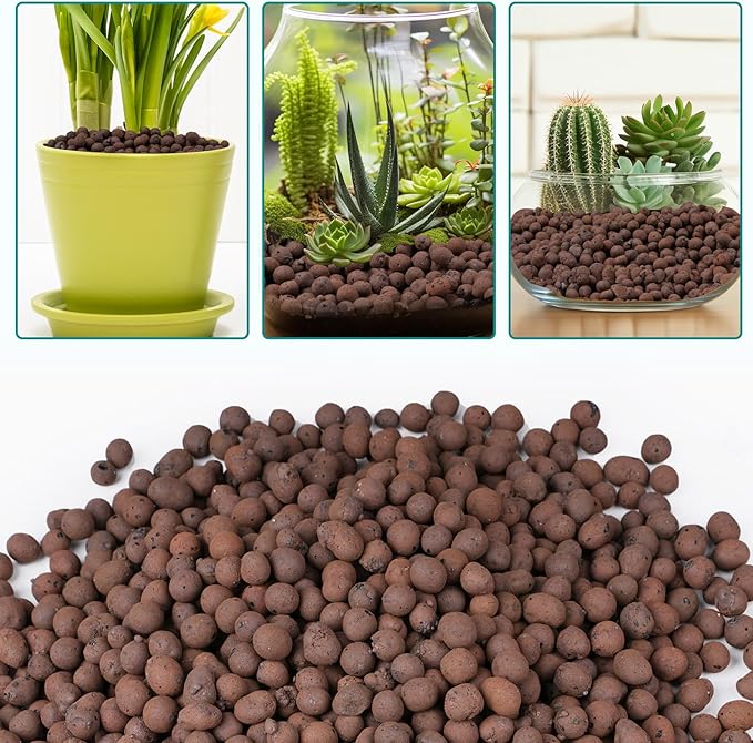 10 lbs LECA Clay Pebbles for Plants, 4-16mm Lightweight Clay Balls for Plants Drainage, Hydroponic Growing, Aquaponics, Orchid Potting Mix, Natural LECA Balls for Soil Root Development