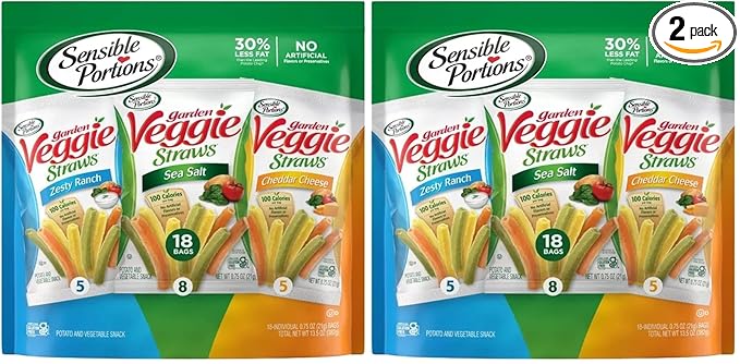 Sensible Portions Garden Veggie Snacks - Veggie Straws Variety Pack, 18ct Polybag (Pack of 2)