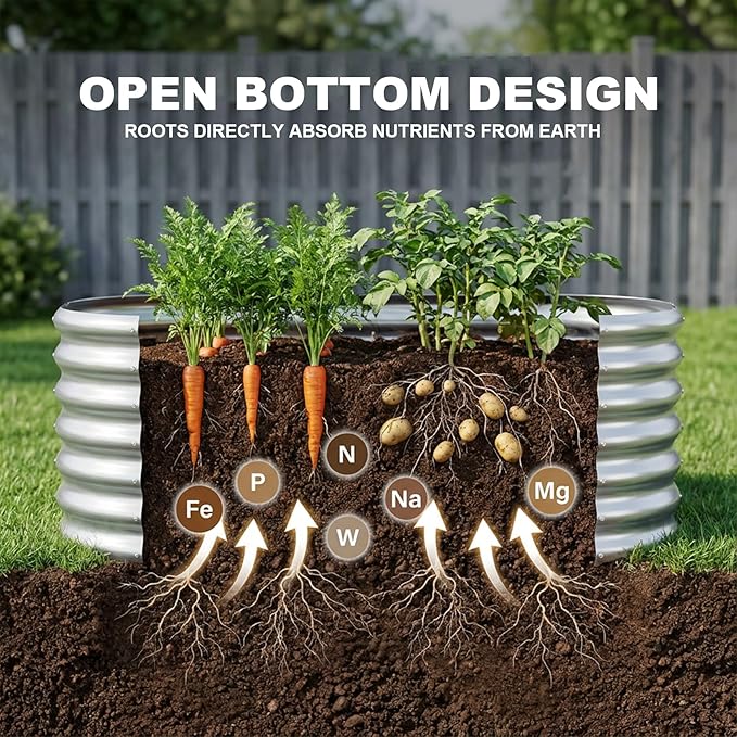 AHEONLAR 3 Pack 4×2×1.5ft Galvanized Raised Garden Bed Outdoor, Sturdy Planter Boxes for Vegetables, Fruits, Flowers and Plants, Easy Assembly, Silver