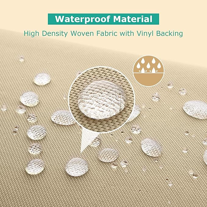 SunPatio Round Patio Daybed Cover 88 Inch, Heavy Duty Waterproof Outdoor Canopy Daybed Sofa Cover with Taped Seam, 85"L × 88"W × 35" /16"H, All Weather Protection, Beige