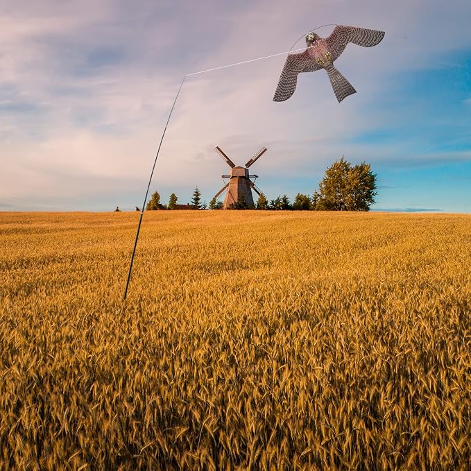 Bird Hawk Flying Kite with Pole Crops Farm Protector Bird Scarer Flying ONLY 4M Pole Without Kite