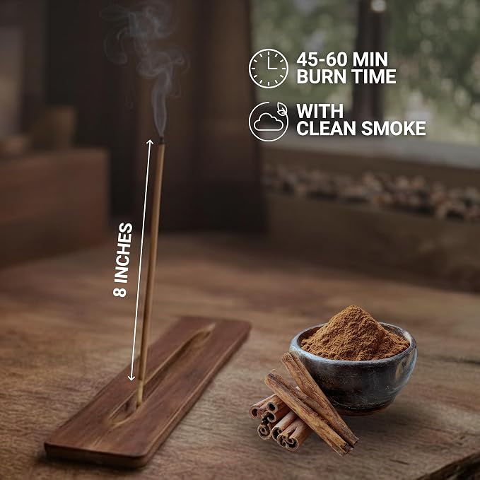Folkulture Cinnamon Incense Sticks (120 Sticks) | Warm & Spicy Aroma Incense for Relaxation, Home Fragrance, Meditation & Yoga | Long Burning 45 Mins, Non Toxic, Charcoal Free Incense Sticks