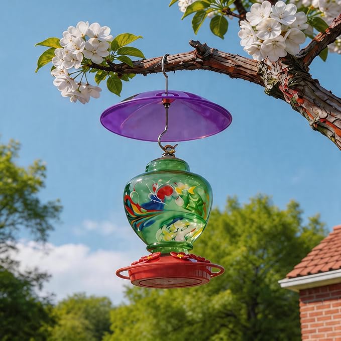 Small Rain Cover for Bird Feeder - 2PC x 8" Mini Hanging Weather Guard Protective Dome Against Rain/Snow/Sun - Purple Translucent Plastic - Dia. 20CM