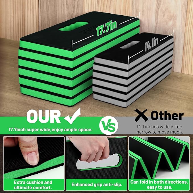 Foldable Mechanic Mat Kneeling Pad, 1.2" Extra Thick Density EVA Foam Portable 5-Fold Kneeling Mat, 47" x 18" for Working under Car, Gardening, Yardwork, Workshop Repairing, Camping